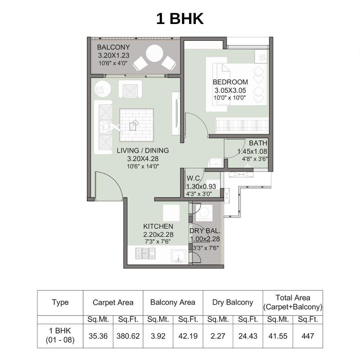 Kohinoor-Abhimaan-Floor-Plan-1-BHK-447-Sqft